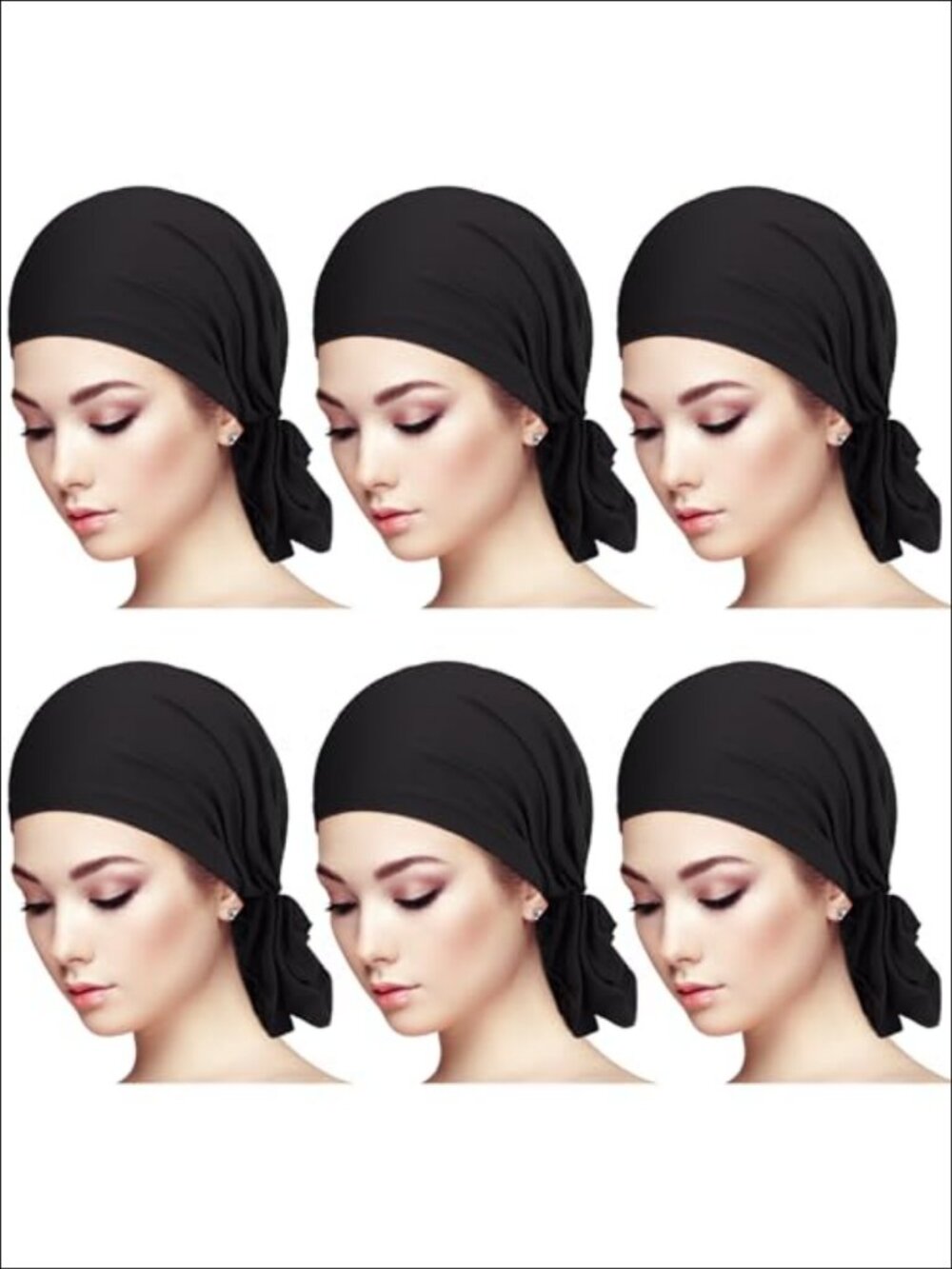 6 Pack Slip On Pre Tied Head Scarves Modal Cotton Turban Wrap